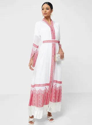 Embroidered Belted Abaya 
