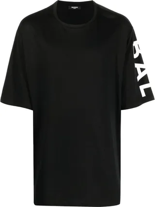 Black Logo Print Cotton T-Shirt