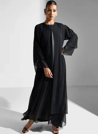 Embellished Flared Sleeve Abaya 