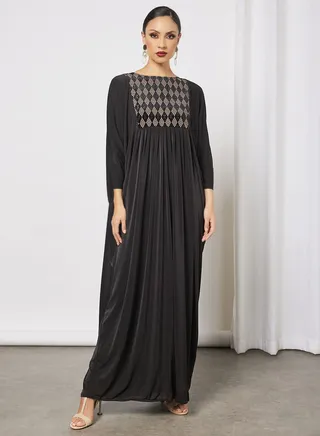 Abaya With Contrasting Fabric 