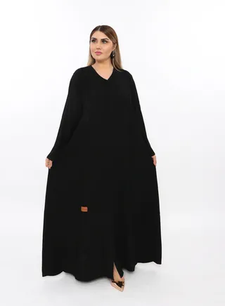 A Dark black Practical Abaya, With A Unique Design 