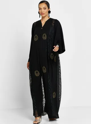 V-Neck Embellished Abaya 