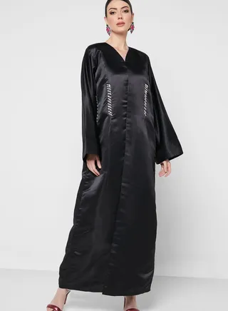 V-Neck Embellished Abaya 