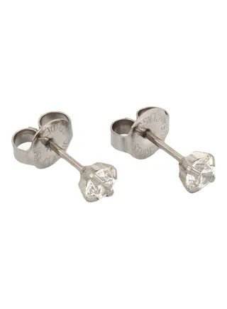 Tiffany Stainless Steel Cubic Zirconia Studded Ear Piercing Studs 