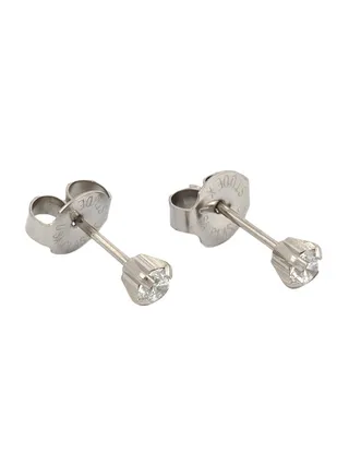 Cubic Zirconia Sterilized Stainless Steel Elegant Studs 