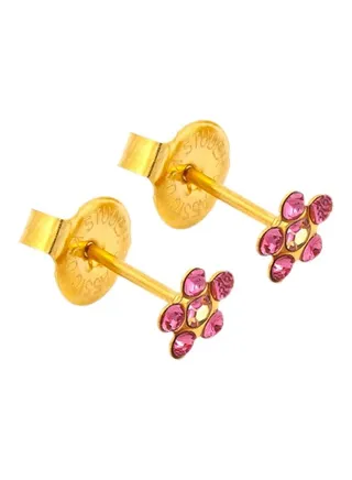 24k Gold Plated Crystal Studded Stud Earrings 