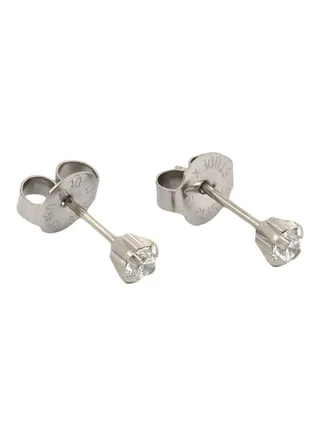 Tiffany Stainless Steel Cubic Zirconia Studded Ear Piercing Studs 