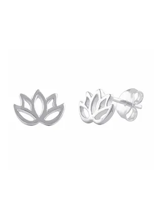 Sterling Silver Lotus Flower Stud Earrings 