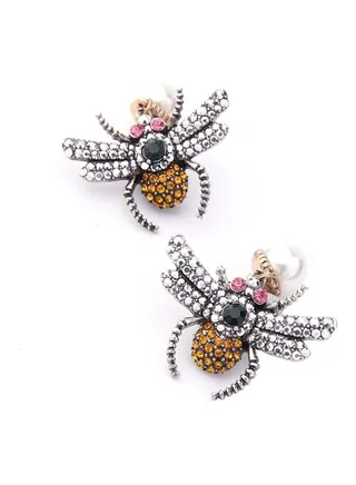 Handing Bees Crystals Stud Earrings 