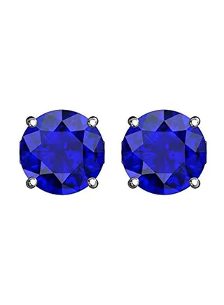 Sterling Silver Solitaire Round September Stud Earrings 
