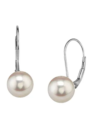 925 Sterling Silver Pearl Dangle Earrings 