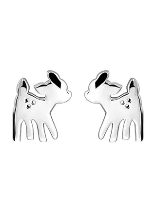 Sterling Silver Tiny Deer Reindeer Stud Earrings 