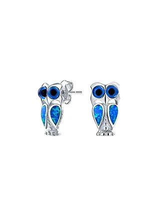 925 Sterling Silver Owl Shape Earrings 