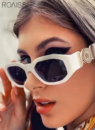 Rectangular Sunglasses for Men Women, UV400 Protection Trendy Anti-Glare Sun Shades with Glasses Case for Shopping Party Travel 53mm, White 