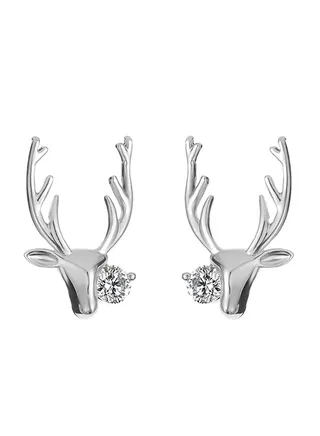 Deer Shape Stud Earrings With Zircon 