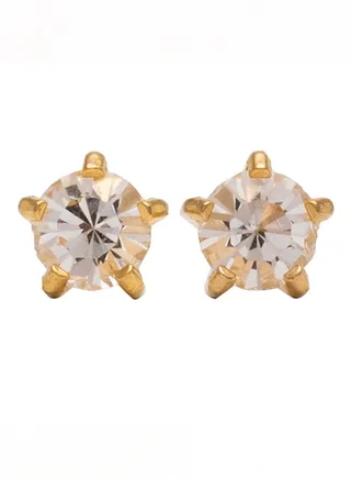 4MM April – Crystal Birthstone 24K Pure Gold Plated Ear Studs 
