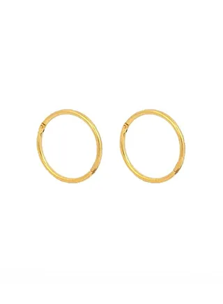 Smooth Hinged Hoops 24K Pure Gold Plated Ear Studs 