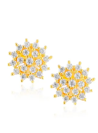 Flower Shape Gold Earrings in 22kt Gold 