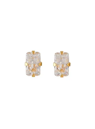 5*3MM Cubic Zirconia 24K Pure Gold Plated Ear Studs 