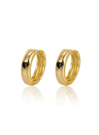 18K Gold Love Circle Earrings For Women 