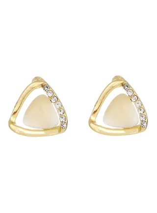Gemstone Studded Geometric Shaped Stud Earrings 