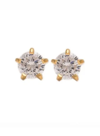 2MM Cubic Zirconia 24K Pure Gold Plated Ear Studs 