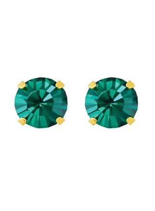 5MM May Emerald 24K Pure Gold Plated Ear Studs 