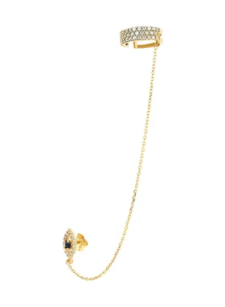 Black Eye 21K Gold Chain-Link Hoop Earring 