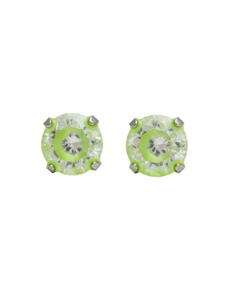 5MM Cubic Zirconia Neon Green Allergy-Free Stainless Steel Ear Studs 