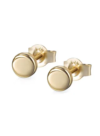 S.Leaf Minimalism Tiny Dot Earrings Sterling Silver Disc Stud Earrings Everyday Wear (18K Gold) 