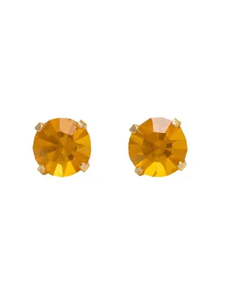 5MM November Topaz 24K Pure Gold Plated Ear Studs 