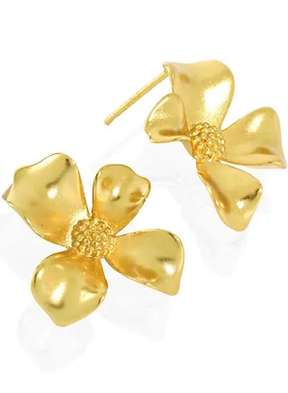 Flower Earrings in Gold Plated Sterling Silver 