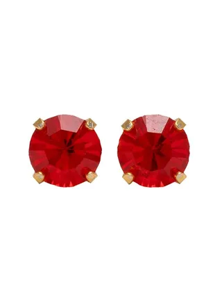 5MM July Ruby 24K Pure Gold Plated Ear Studs 