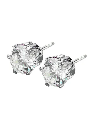 White Gold Plated Cubic Zirconium Studs 