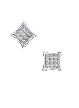 925 Sterling Silver Kite Shaped Stud Earrings With Zircon 