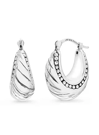 Shrimp Shell Sterling Silver Earrings 
