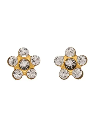 Daisy April Crystal 24K Pure Gold Plated Ear Studs 