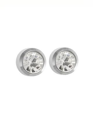 2MM April – Crystal Bezel Allergy free Stainless Steel Ear Studs 