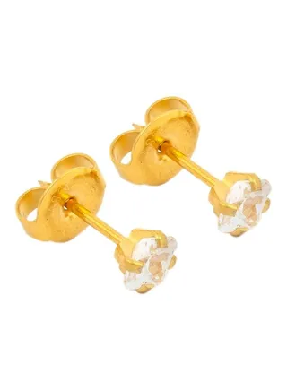 Tiffany 24 Karat Gold Plated Cubic Zirconia Studded Earrings 