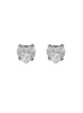 5X5MM Cubic Zirconia Heart Allergy Free Stainless Steel Ear Studs 