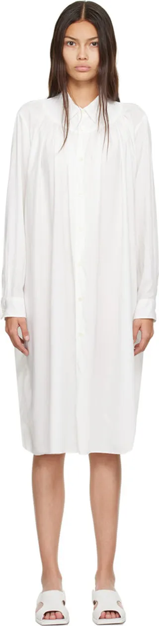 Comme des Garçons Homme Plus White Gathered Midi Dress