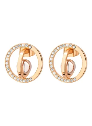 Stone Studded Rhodium Stud Earrings 