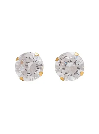 8MM Cubic Zirconia 24K Pure Gold Plated Ear Studs 
