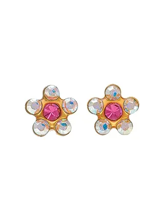 Daisy Ab/Oct Rose 24K Pure Gold Plated Ear Studs 