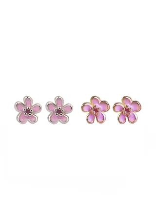 Pair Of 2 Small Flower Stud Earrings 