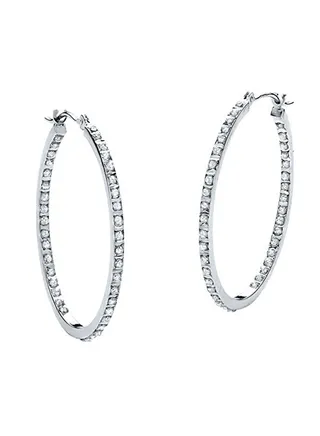 925 Sterling Silver 0.005 Ct Diamond Studded Hoop Earring 