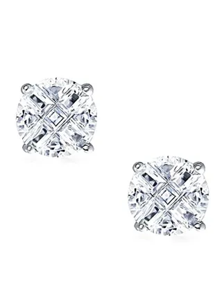 Round CZ 925 Sterling Silver Earrings 
