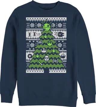 Men's Star Wars Ugly Sweater Christmas Tree Sweatshirt - Navy Blue - X Large