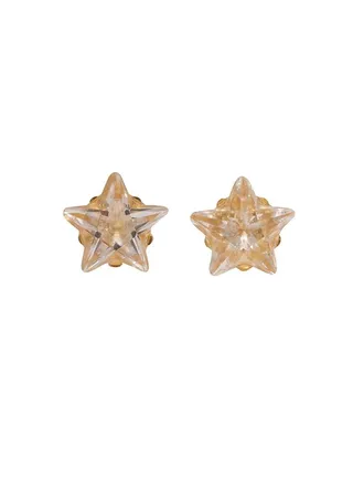 5MM Cubic Zirconia Star 24K Pure Gold Plated Ear Studs 