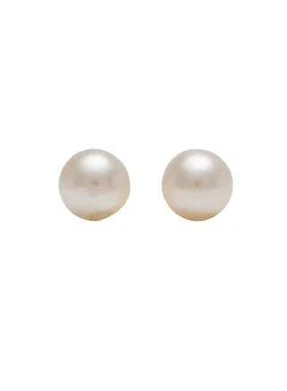 8MM White Pearl 24K Pure Gold Plated Ear Stud 